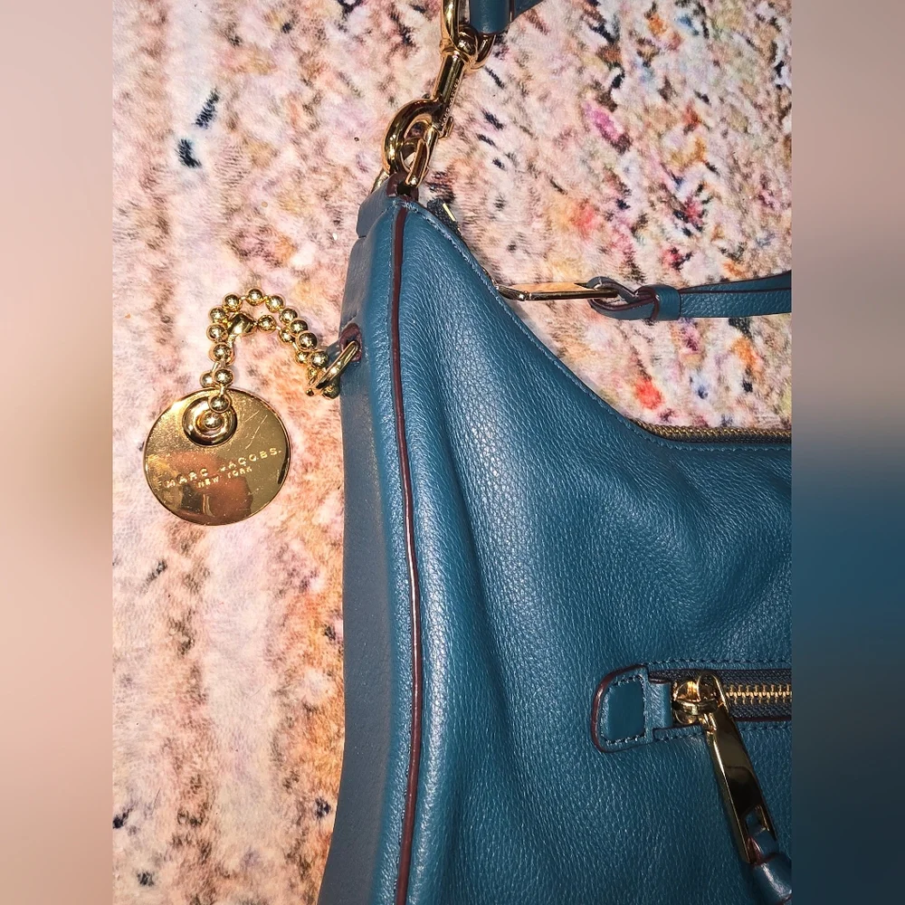 Marc Jacobs Teal Leather Hobo with Gold Hardware
